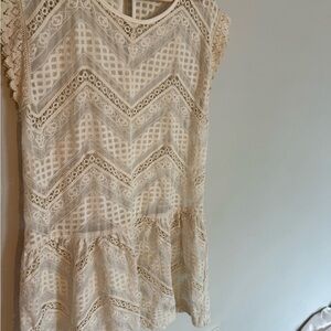 Glam Cream Ruffled Peplum Blouse with Bib Collar